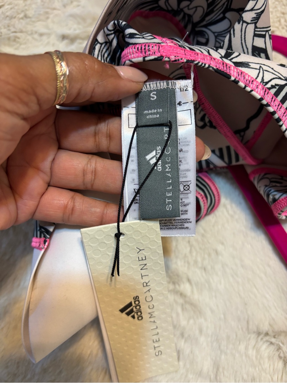 NWT adidas Stella McCartney Floral Racerback Sports Bra Crop Top S - Picture 6 of 8
